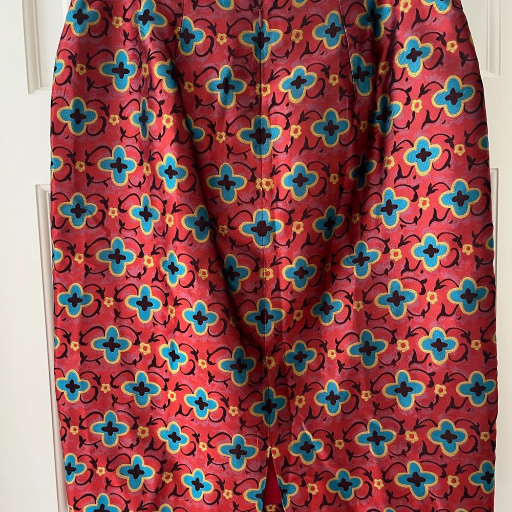 Floral Patterned Skirt - Red and Blue
